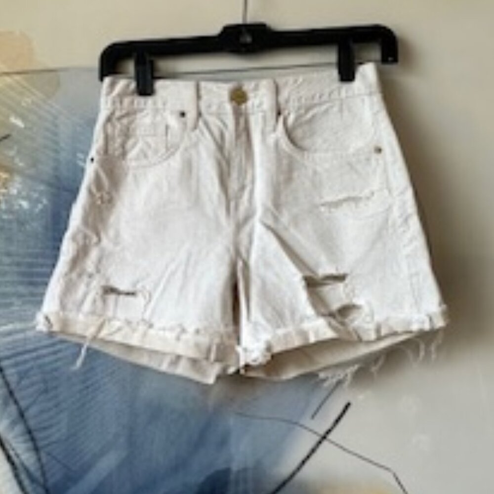 Frame Le Brigette Denim Shorts Cotton Linen Blend in Au Natural
